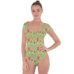 Retro 1880s Flowers Pattern 17 Short Sleeve Leotard 