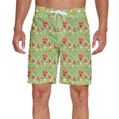 Retro 1880s Flowers Pattern 17 Men s Beach Shorts by violetheavensky