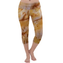 Homemade Flan Extreme Close-up Texture Capri Yoga Leggings by dflcprintsclothing