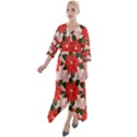 Poinsettia Pattern Seamless Pattern Christmas Xmas Quarter Sleeve Wrap Front Maxi Dress View1