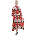 Poinsettia Pattern Seamless Pattern Christmas Xmas Quarter Sleeve Wrap Front Maxi Dress View2