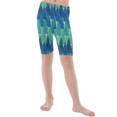 Christmas Trees Pattern Digital Paper Seamless Kids  Mid Length Swim Shorts