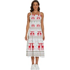 Red Green And Blue Christmas Themed Illustration Sleeveless Shoulder Straps Boho Dress by Paksenen