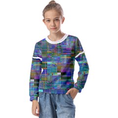 Glitch Chaos Print Kids  Long Sleeve T-shirt With Frill 