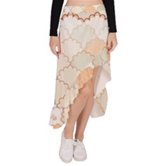 Shells Pattern Asymmetrical Ruffle Hem Skirt 