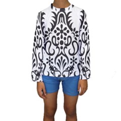 A Black And White Image Of An Ornate Design Kids  Long Sleeve Swimwear