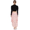 A Pink And White Abstract Design On A White Background Asymmetrical Ruffle Hem Skirt  View4