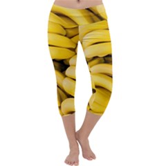 Bananas, Macro, Fruits, Ripe Bananas Capri Yoga Leggings by kyorashop23