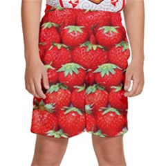 Strawberry Texture, Macro, Ripe Strawberry Kids  Basketball Shorts