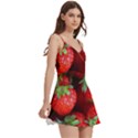 Strawberry, Berries, Fresh, Red Body Wrap Sleeveless V-Neck Mini Dress View3