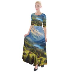 Forest Landscape Nature Trees Half Sleeves Maxi Dress by Salmanaz77