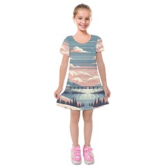 Artwork Painting Sculpture Nature Kids  Short Sleeve Velvet Dress by Salmanaz77