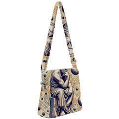 Thinker Sculpture Design Geometric Zipper Messenger Bag by Salmanaz77