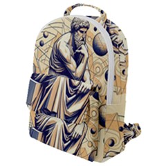 Thinker Sculpture Design Geometric Flap Pocket Backpack (small) by Salmanaz77