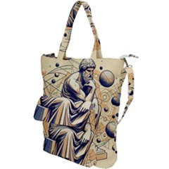 Thinker Sculpture Design Geometric Shoulder Tote Bag by Salmanaz77