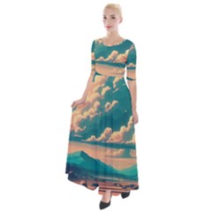 Mountains Countryside Agriculture Half Sleeves Maxi Dress by Salmanaz77