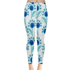 Blue Daisy Minimalist Leaves   Inside Out Leggings by ConteMonfrey