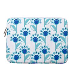 Blue Daisy Minimalist Leaves   14  Vertical Laptop Sleeve Case With Pocket by ConteMonfrey