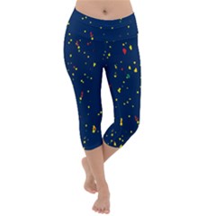 Christmas Sky Happy Lightweight Velour Capri Yoga Leggings by Dutashop