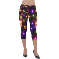 Star Colorful Christmas Abstract Lightweight Velour Capri Leggings  by Dutashop