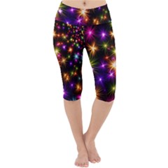 Star Colorful Christmas Abstract Lightweight Velour Cropped Yoga Leggings by Dutashop