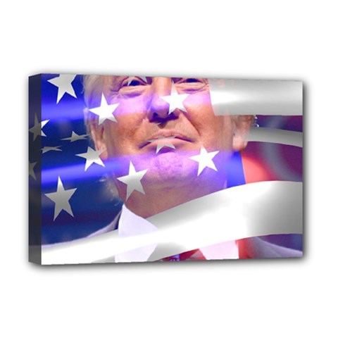 Donald Trump Flag Deluxe Canvas 18  X 12  (stretched) by vintagetrump