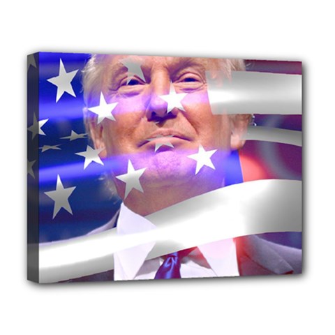 Donald Trump Flag Deluxe Canvas 20  X 16  (stretched) by vintagetrump