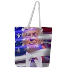 Donald Trump Flag Full Print Rope Handle Tote (large) by vintagetrump