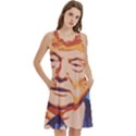 Orange Donald Trump Round Neck Sleeve Casual Dress With Pockets View2