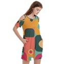 Geometric Design 08 Women s Cold Shoulder Round Neck Mini Dress View3