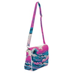 Waves Mountains Sky Shoulder Bag With Back Zipper