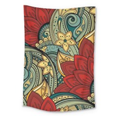 Pattern Shape Colorful Flower Leaves Large Tapestry by Posterlux