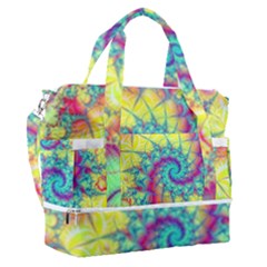 Fractal Spiral Abstract Background Vortex Yellow Sports Shoulder Bag With Shoes Compartment by Ket1n9