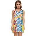 Colorful City Life Horizontal Seamless Pattern Urban City Tiered Sleeveless Mini Dress View1