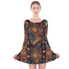 Tribal Chic Long Sleeve Velvet Skater Dress by pollyparadiseartshop