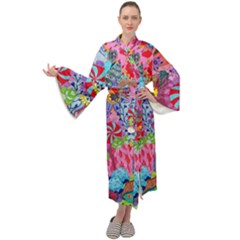 Cabbage Flower Abstract Maxi Velvet Kimono by okhismakingart