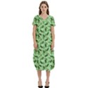 Leaves Pattern Texture Seamless T-Shirt Midi Dress With Pockets View1