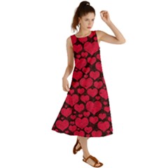 Valentines Day Hearts Pattern Love Red Summer Maxi Dress by Maspions