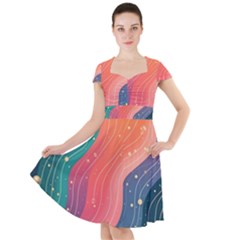 Art Abstract Pattern Cap Sleeve Midi Dress With Pockets by Salmanaz77