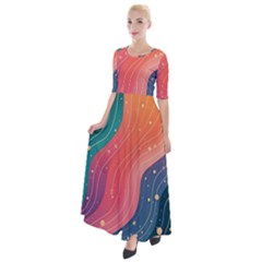 Art Abstract Pattern Half Sleeves Maxi Dress by Salmanaz77