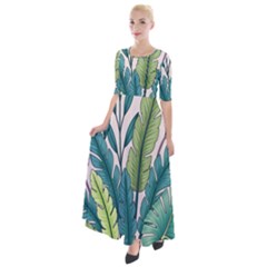 Illustrations Plants Nature Leaves Half Sleeves Maxi Dress by Salmanaz77