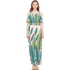 Illustrations Plants Nature Leaves Draped Sleeveless Chiffon Jumpsuit by Salmanaz77