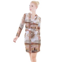 Abstract Sun Boho Bohemian Design Button Long Sleeve Dress by Salmanaz77