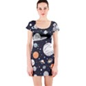 Space Galaxy Universe Stars Sky Short Sleeve Bodycon Dress View1