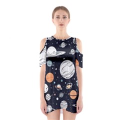 Space Galaxy Universe Stars Sky Shoulder Cutout One Piece Dress by Paksenen