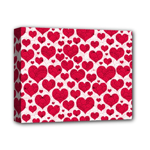 Hearts Valentine Pattern Seamless Deluxe Canvas 14  X 11  (stretched) by Bedest