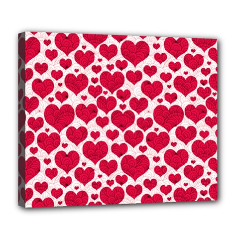 Hearts Valentine Pattern Seamless Deluxe Canvas 24  X 20  (stretched) by Bedest