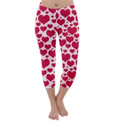 Hearts Valentine Pattern Seamless Capri Winter Leggings  by Bedest