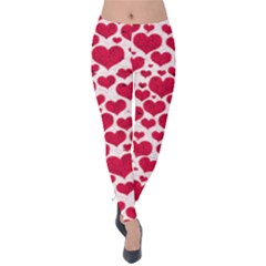 Hearts Valentine Pattern Seamless Velvet Leggings by Bedest