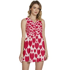 Hearts Valentine Pattern Seamless Sleeveless High Waist Mini Dress by Bedest